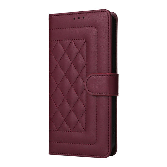 For iPhone 16 Plus Diamond Lattice Leather Flip Phone Case(Wine Red) - iPhone 16 Plus Cases by buy2fix | Online Shopping UK | buy2fix