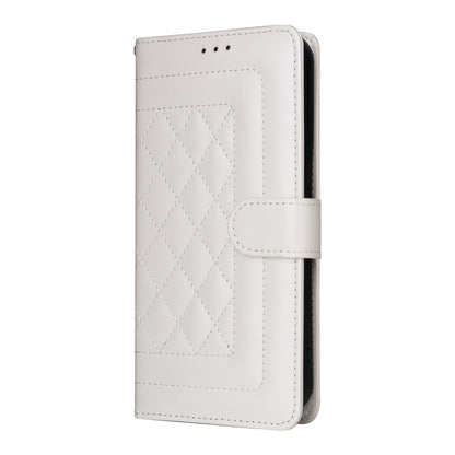 For iPhone 16 Pro Max Diamond Lattice Leather Flip Phone Case(White) by buy2fix