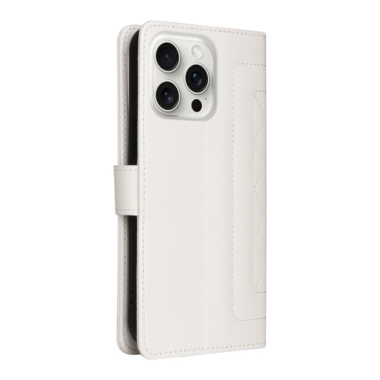 For iPhone 16 Pro Max Diamond Lattice Leather Flip Phone Case(White) by buy2fix