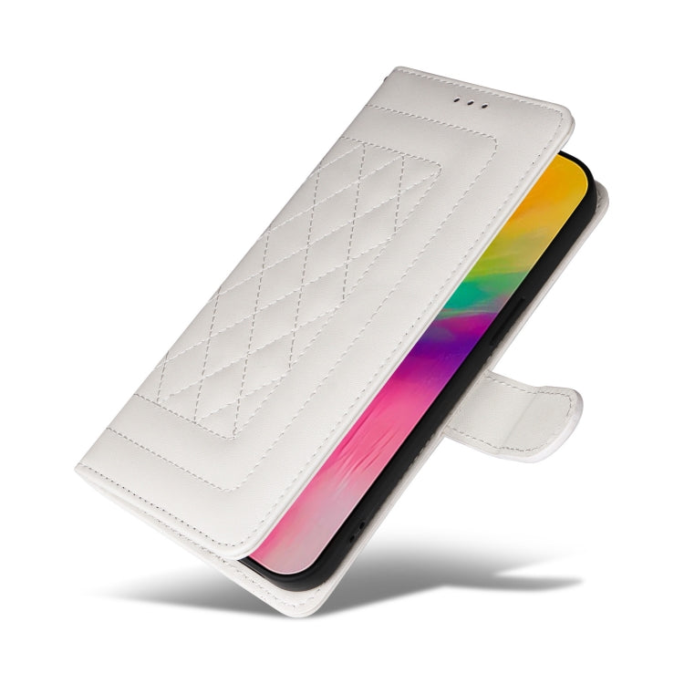 For iPhone 16 Pro Max Diamond Lattice Leather Flip Phone Case(White) by buy2fix