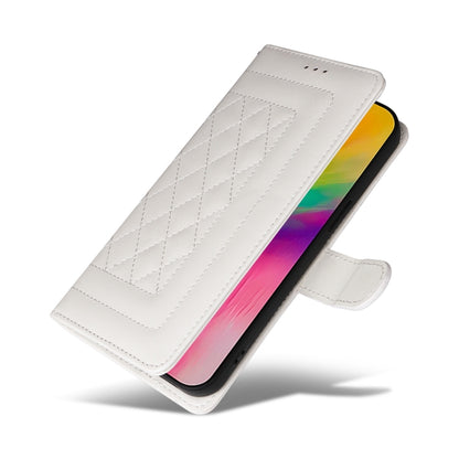 For iPhone 16 Pro Max Diamond Lattice Leather Flip Phone Case(White) by buy2fix