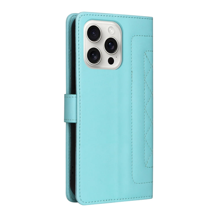 For iPhone 16 Pro Max Diamond Lattice Leather Flip Phone Case(Mint Green) by buy2fix