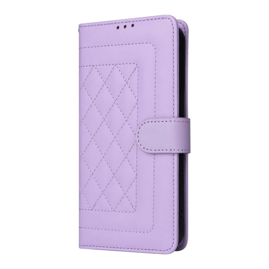 For iPhone 16 Pro Max Diamond Lattice Leather Flip Phone Case(Light Purple) by buy2fix