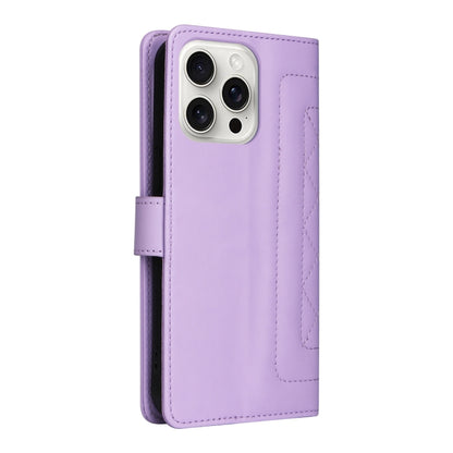 For iPhone 16 Pro Max Diamond Lattice Leather Flip Phone Case(Light Purple) by buy2fix