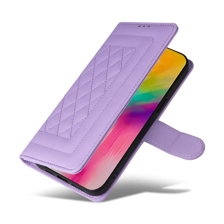 For iPhone 16 Pro Max Diamond Lattice Leather Flip Phone Case(Light Purple) by buy2fix