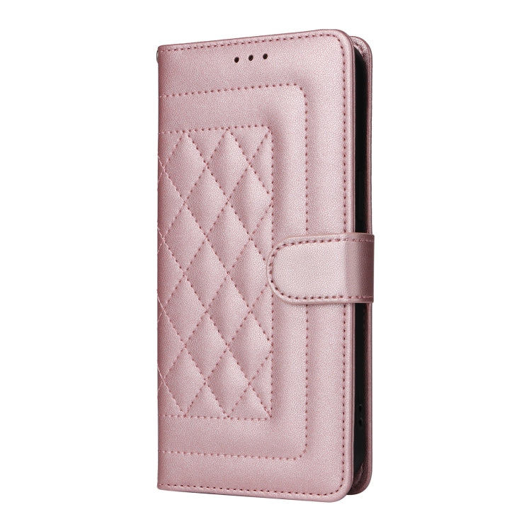 For iPhone 16 Pro Max Diamond Lattice Leather Flip Phone Case(Rose Gold) by buy2fix