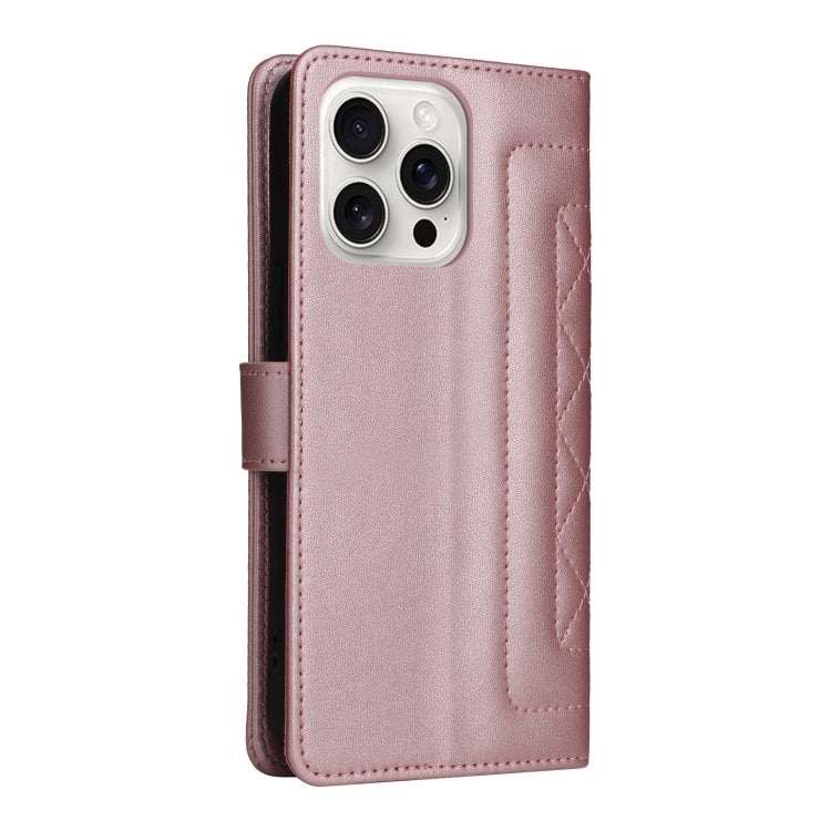 For iPhone 16 Pro Max Diamond Lattice Leather Flip Phone Case(Rose Gold) by buy2fix