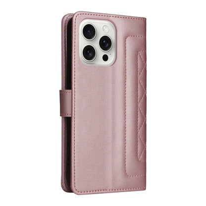 For iPhone 16 Pro Max Diamond Lattice Leather Flip Phone Case(Rose Gold) by buy2fix
