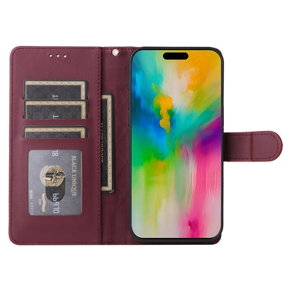 For iPhone 16 Pro Max Diamond Lattice Leather Flip Phone Case(Wine Red) by buy2fix