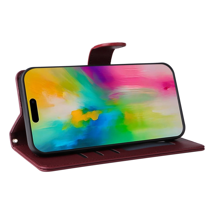 For iPhone 16 Pro Max Diamond Lattice Leather Flip Phone Case(Wine Red) by buy2fix