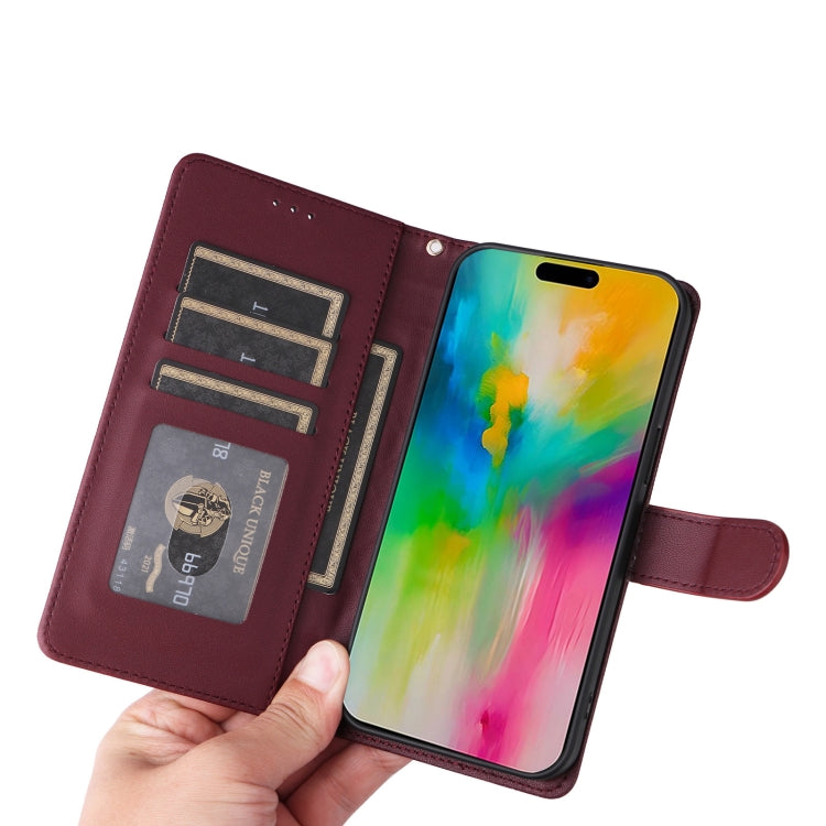 For iPhone 16 Pro Max Diamond Lattice Leather Flip Phone Case(Wine Red) by buy2fix