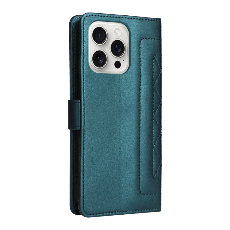 For iPhone 16 Pro Max Diamond Lattice Leather Flip Phone Case(Green) by buy2fix