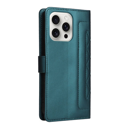 For iPhone 16 Pro Max Diamond Lattice Leather Flip Phone Case(Green) by buy2fix