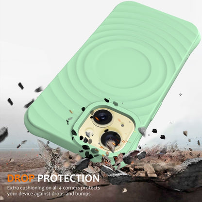 For iPhone 14 Wave Texture MagSafe Magnetic Liquid Silicone Phone Case(Green) by buy2fix