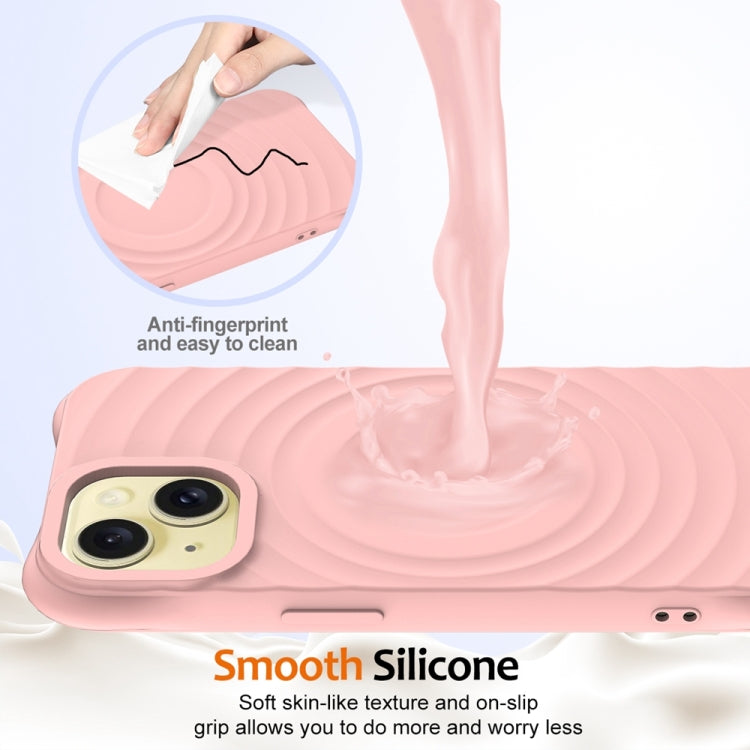 For iPhone 14 Wave Texture MagSafe Magnetic Liquid Silicone Phone Case(Pink) by buy2fix