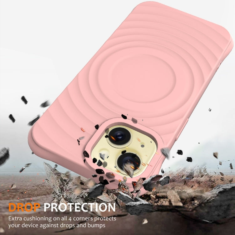 For iPhone 14 Wave Texture MagSafe Magnetic Liquid Silicone Phone Case(Pink) by buy2fix