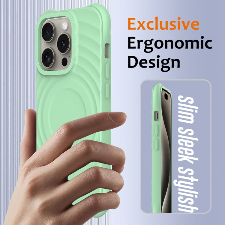 For iPhone 13 Pro Max Wave Texture MagSafe Magnetic Liquid Silicone Phone Case(Green) by buy2fix