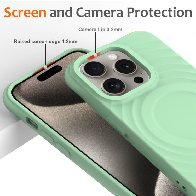 For iPhone 13 Pro Max Wave Texture MagSafe Magnetic Liquid Silicone Phone Case(Green) by buy2fix