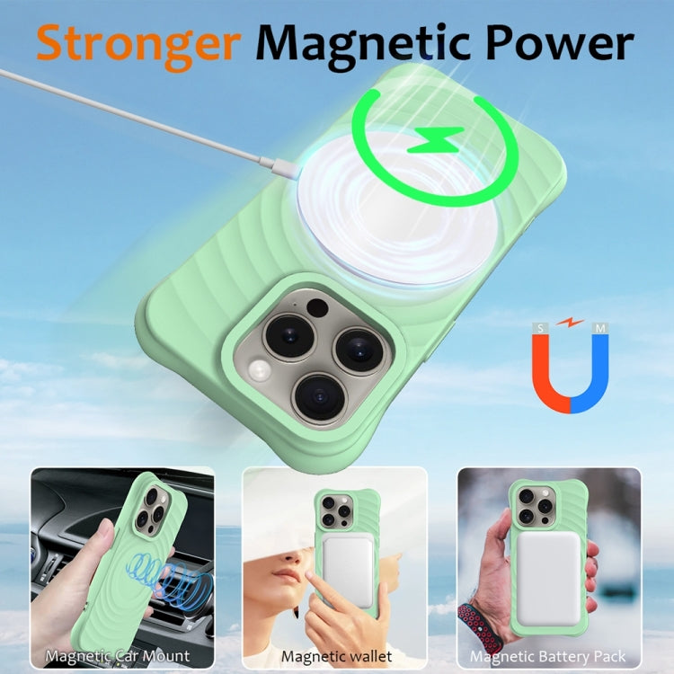 For iPhone 13 Pro Max Wave Texture MagSafe Magnetic Liquid Silicone Phone Case(Green) by buy2fix