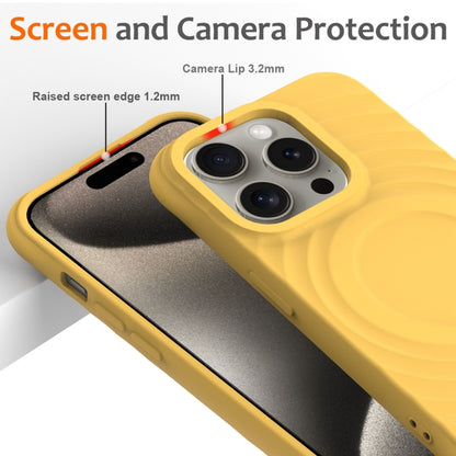 For iPhone 13 Pro Max Wave Texture MagSafe Magnetic Liquid Silicone Phone Case(Yellow) by buy2fix