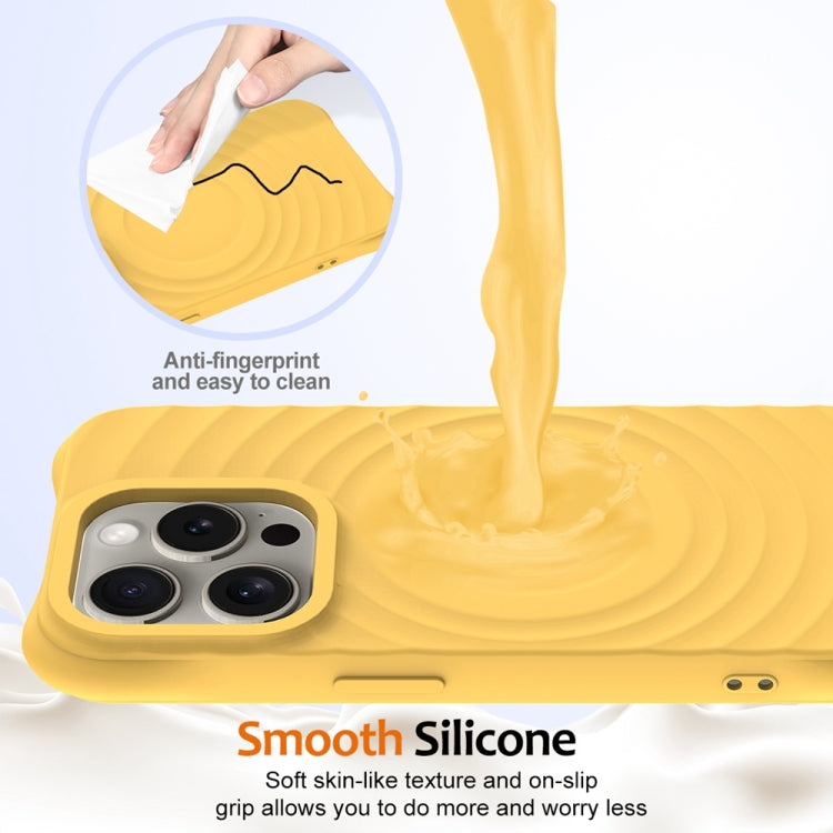 For iPhone 13 Pro Max Wave Texture MagSafe Magnetic Liquid Silicone Phone Case(Yellow) by buy2fix