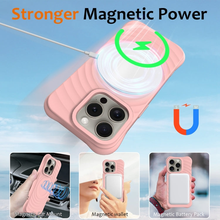 For iPhone 13 Pro Wave Texture MagSafe Magnetic Liquid Silicone Phone Case(Pink) by buy2fix