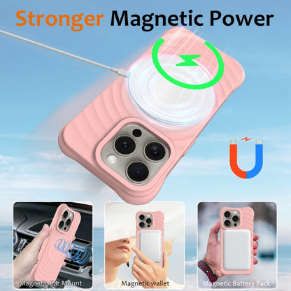 For iPhone 13 Pro Wave Texture MagSafe Magnetic Liquid Silicone Phone Case(Pink) by buy2fix