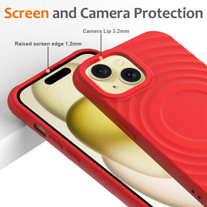 For iPhone 13 Wave Texture MagSafe Magnetic Liquid Silicone Phone Case(Red) by buy2fix