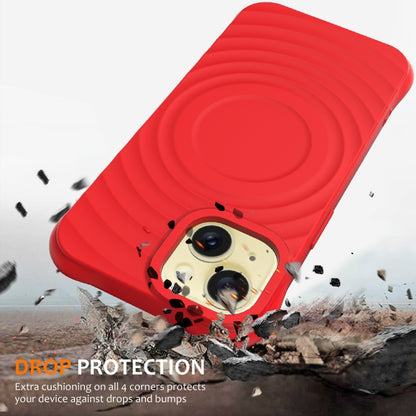 For iPhone 13 Wave Texture MagSafe Magnetic Liquid Silicone Phone Case(Red) by buy2fix