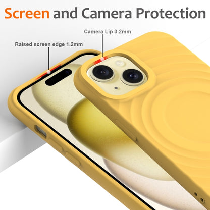 For iPhone 13 mini Wave Texture MagSafe Magnetic Liquid Silicone Phone Case(Yellow) by buy2fix