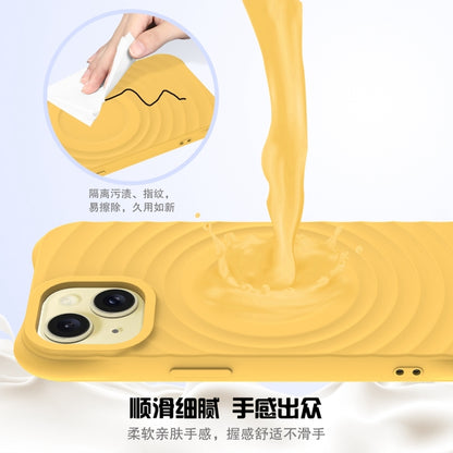 For iPhone 13 mini Wave Texture MagSafe Magnetic Liquid Silicone Phone Case(Yellow) by buy2fix