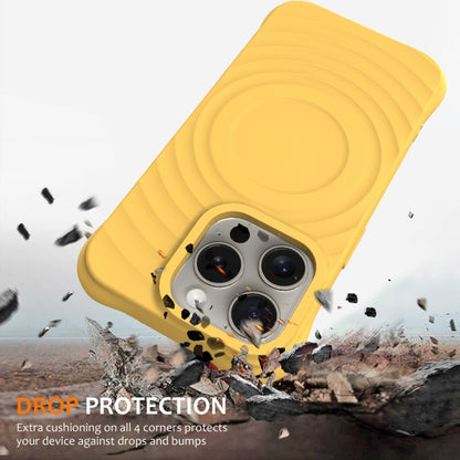 For iPhone 12 Pro Max Wave Texture MagSafe Magnetic Liquid Silicone Phone Case(Yellow) by buy2fix