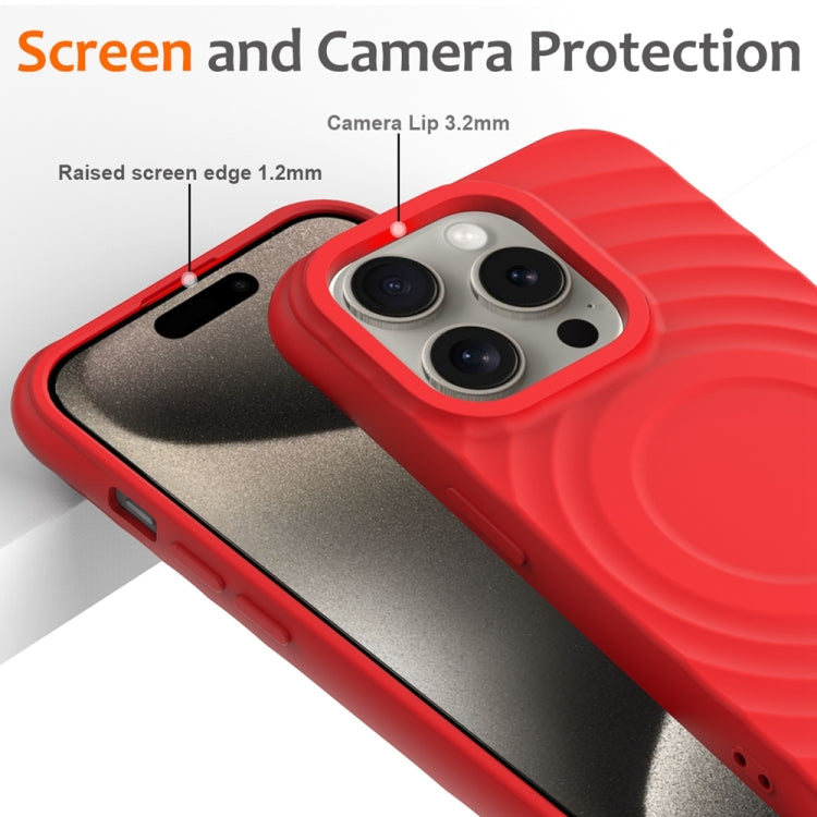For iPhone 12 Pro Max Wave Texture MagSafe Magnetic Liquid Silicone Phone Case(Red) by buy2fix