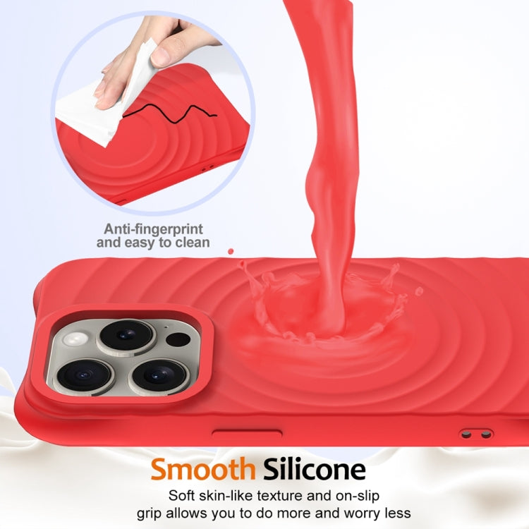 For iPhone 12 Pro Max Wave Texture MagSafe Magnetic Liquid Silicone Phone Case(Red) by buy2fix