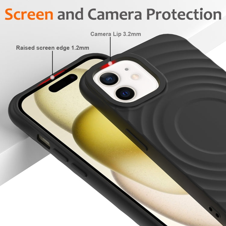 For iPhone 12 Wave Texture MagSafe Magnetic Liquid Silicone Phone Case(Black) by buy2fix