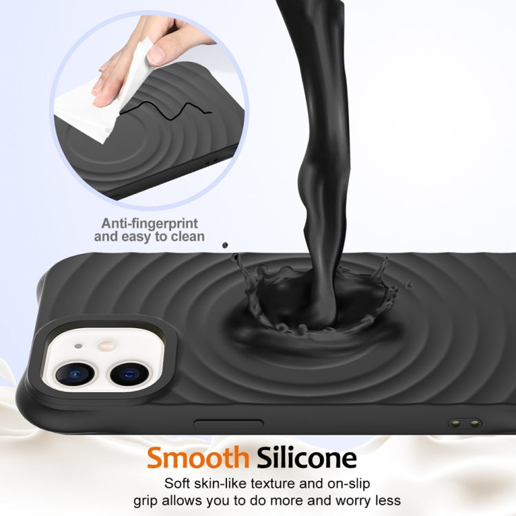 For iPhone 12 Wave Texture MagSafe Magnetic Liquid Silicone Phone Case(Black) by buy2fix