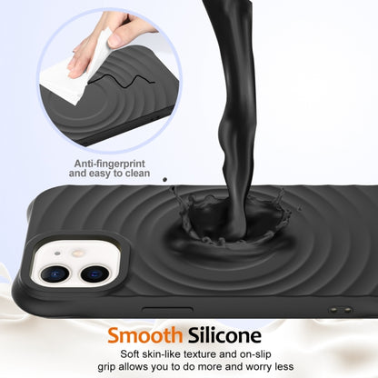 For iPhone 12 Wave Texture MagSafe Magnetic Liquid Silicone Phone Case(Black) by buy2fix