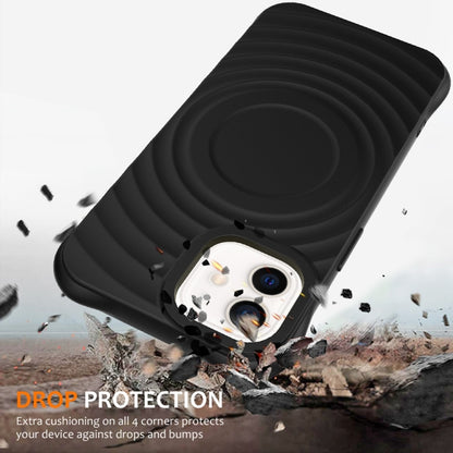 For iPhone 12 Wave Texture MagSafe Magnetic Liquid Silicone Phone Case(Black) by buy2fix