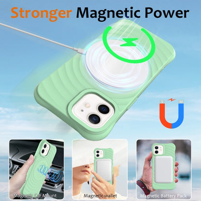 For iPhone 12 mini Wave Texture MagSafe Magnetic Liquid Silicone Phone Case(Green) by buy2fix