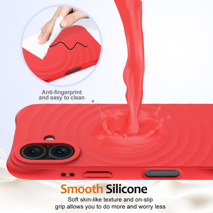 For iPhone 16 Wave Texture MagSafe Magnetic Liquid Silicone Phone Case(Red) by buy2fix