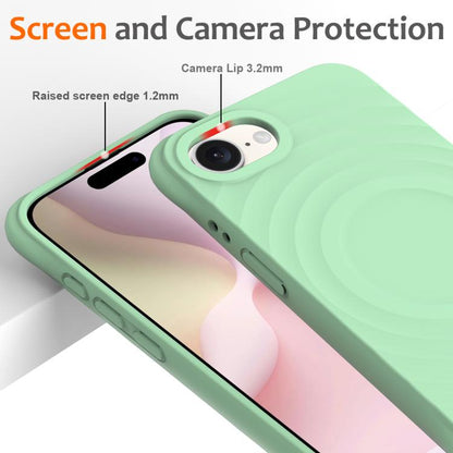 For iPhone 16e Wave Texture MagSafe Magnetic Liquid Silicone Phone Case(Green) - iPhone 16e Cases by buy2fix | Online Shopping UK | buy2fix