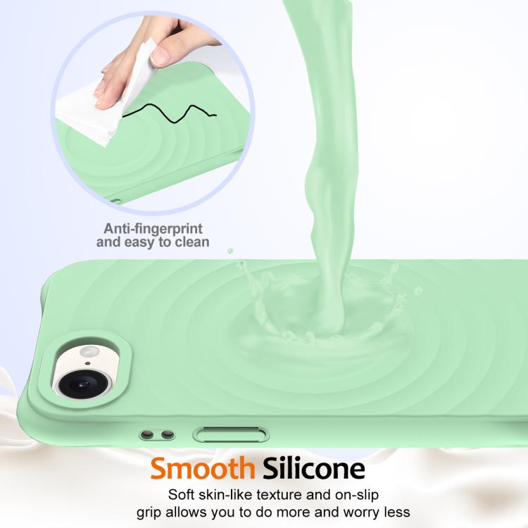 For iPhone 16e Wave Texture MagSafe Magnetic Liquid Silicone Phone Case(Green) - iPhone 16e Cases by buy2fix | Online Shopping UK | buy2fix