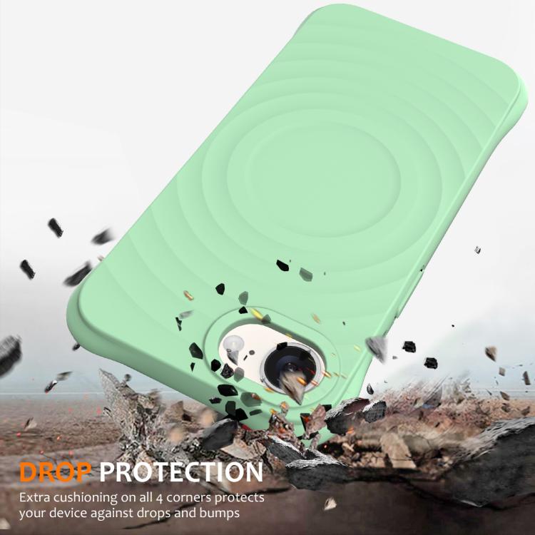 For iPhone 16e Wave Texture MagSafe Magnetic Liquid Silicone Phone Case(Green) - iPhone 16e Cases by buy2fix | Online Shopping UK | buy2fix