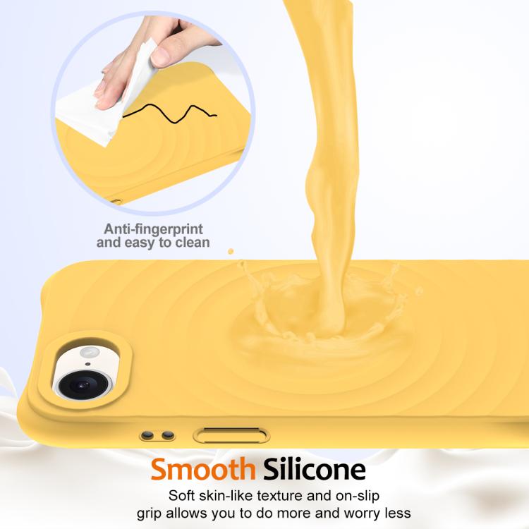 For iPhone 16e Wave Texture MagSafe Magnetic Liquid Silicone Phone Case(Yellow) - iPhone 16e Cases by buy2fix | Online Shopping UK | buy2fix