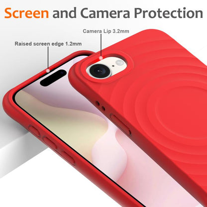 For iPhone 16e Wave Texture MagSafe Magnetic Liquid Silicone Phone Case(Red) - iPhone 16e Cases by buy2fix | Online Shopping UK | buy2fix