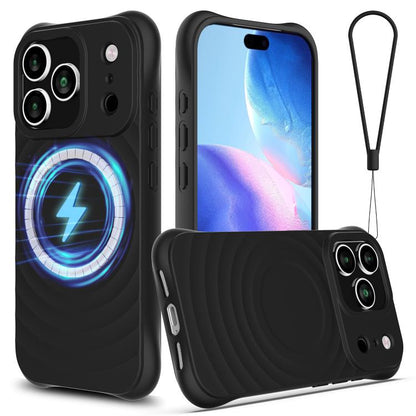 For iPhone 17 Pro Max Wave Texture MagSafe Magnetic Liquid Silicone Phone Case(Black) - iPhone 17 Pro Max Cases by buy2fix | Online Shopping UK | buy2fix