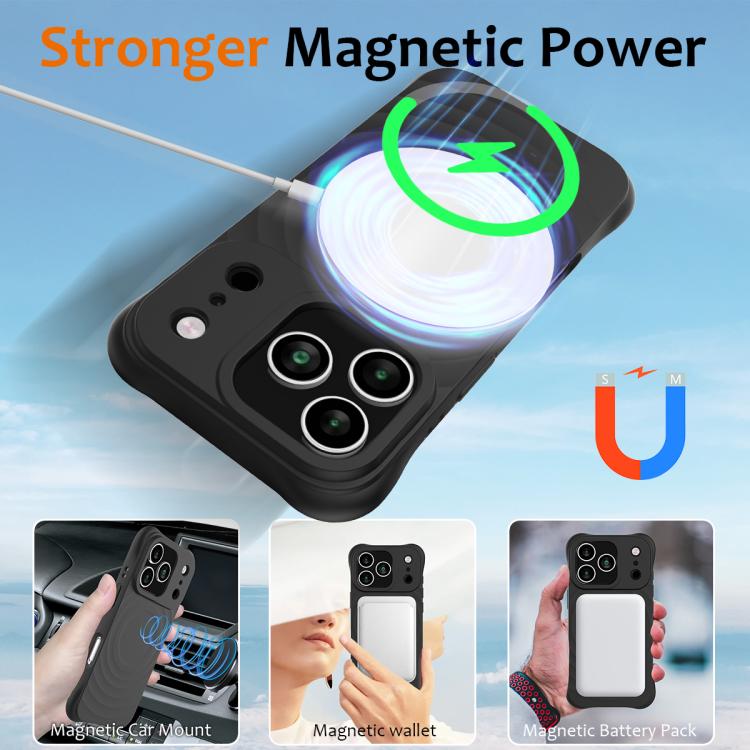 For iPhone 17 Pro Max Wave Texture MagSafe Magnetic Liquid Silicone Phone Case(Black) - iPhone 17 Pro Max Cases by buy2fix | Online Shopping UK | buy2fix