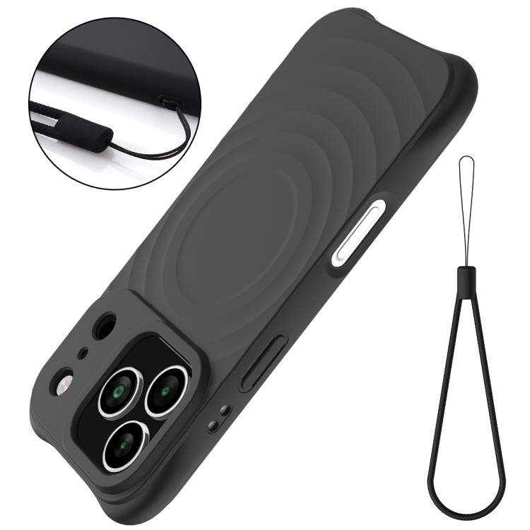 For iPhone 17 Pro Max Wave Texture MagSafe Magnetic Liquid Silicone Phone Case(Black) - iPhone 17 Pro Max Cases by buy2fix | Online Shopping UK | buy2fix