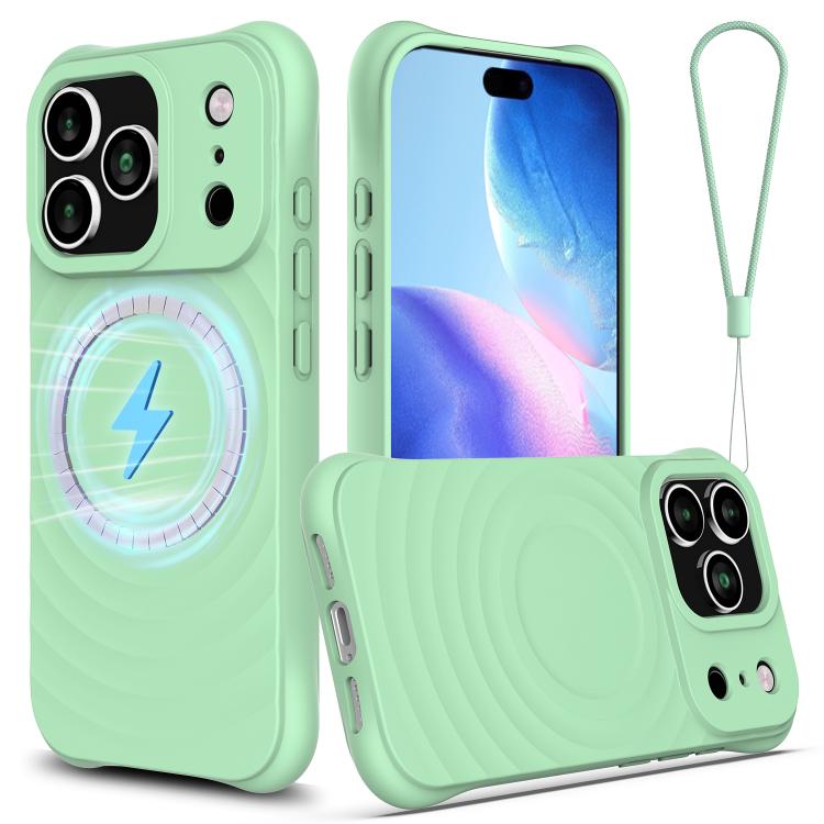 For iPhone 17 Pro Max Wave Texture MagSafe Magnetic Liquid Silicone Phone Case(Green) - iPhone 17 Pro Max Cases by buy2fix | Online Shopping UK | buy2fix