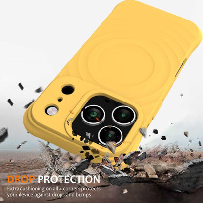 For iPhone 17 Pro Max Wave Texture MagSafe Magnetic Liquid Silicone Phone Case(Yellow) - iPhone 17 Pro Max Cases by buy2fix | Online Shopping UK | buy2fix